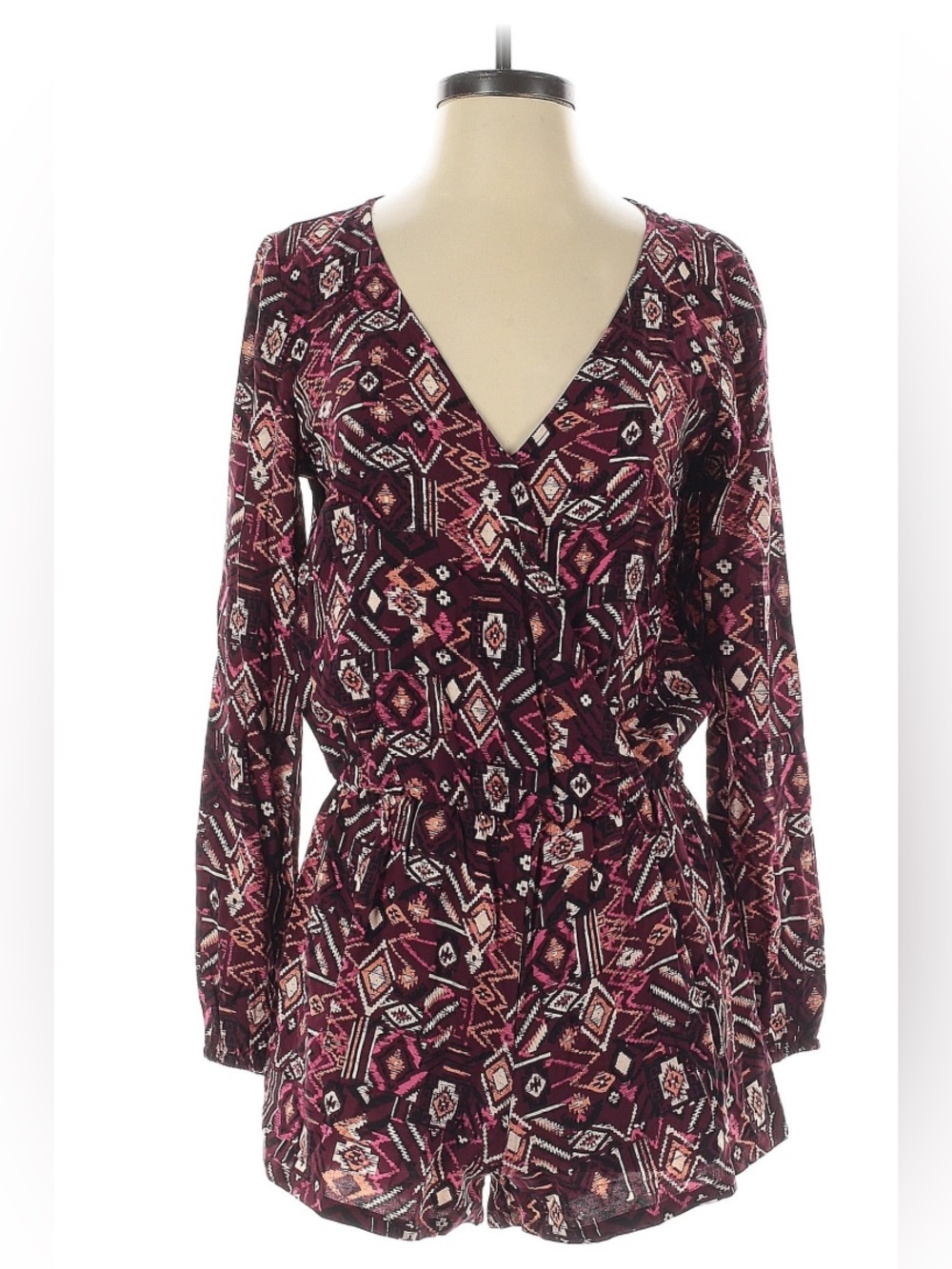 Forever 21 Burgundy Aztec V-Neck Tunic